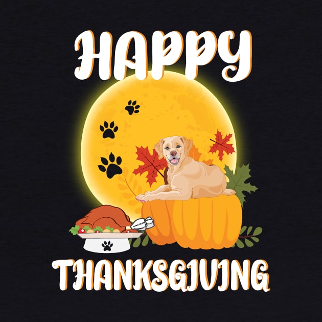 Golden Retriever Seeing Turkey Dish Happy Halloween Thanksgiving Merry Christmas Day by Cowan79